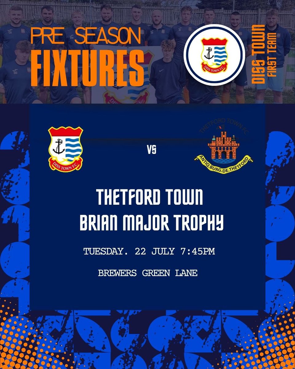 Tonight see’s our final pre-season fixture as we play <a href="/ThetfordTownFC/">Thetford Town FC</a> in the annual Brian Major Trophy at The BGL. 

Food &amp; Bar available 

Adults £3 Concession £2 Kids £1