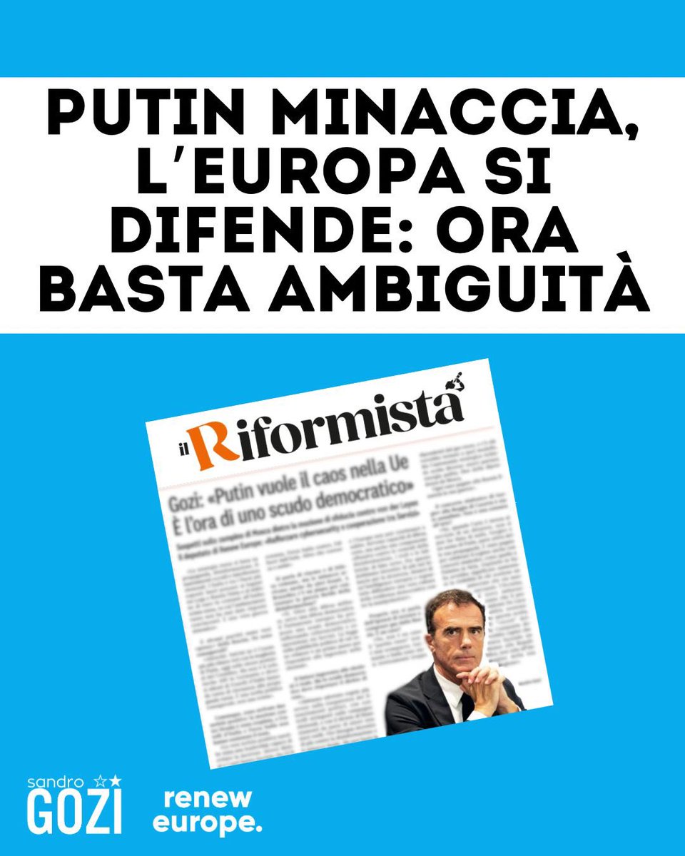 sandrogozi's tweet image. Putin attacca la democrazia europea. Meloni, Salvini e alleati flirtano con il “partito di Putin” mentre l’Europa è sotto attacco. Servono difesa, verità e coraggio politico, non ambiguità.