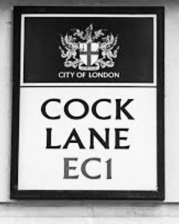 The_East_End's tweet image. Cock Lane EC1 - this street in Smithfield could have been named after a pub. However, during the medieval period it was known as Cokkes Lane - because of the large number of (legal) brothels on the site… #london #History
I do this as a public service, you know…!