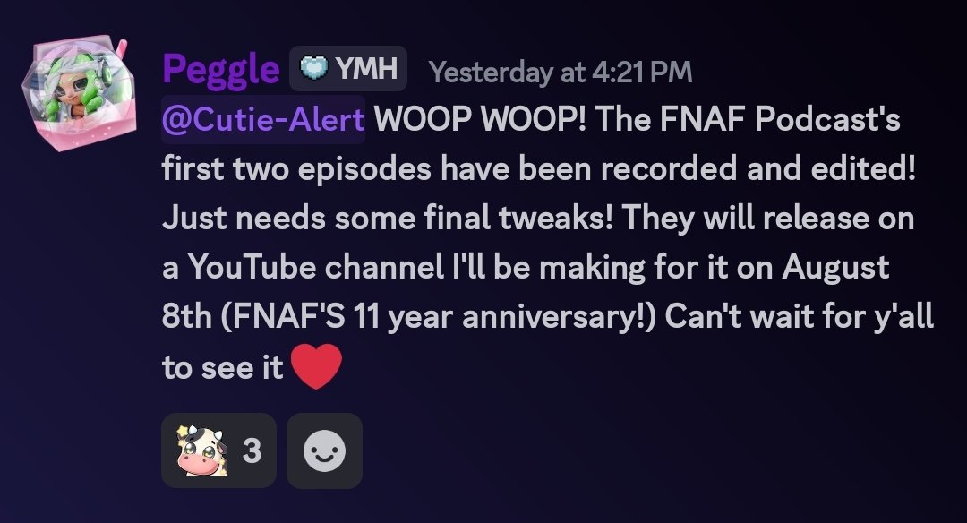 Peggle001's tweet image. The FNAF Podcast: Coming soon, August 8th