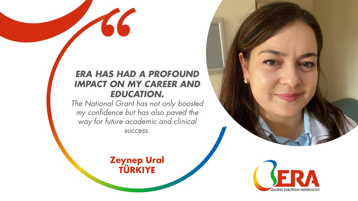 ERAkidney's tweet image. 🌟Today's "Members' Stories" features Zeynep Ural, Winner of the 2023 ERA National Grant with the Turkish Society of Nephrology.
🏆 Zeynep shares the impact of the ERA National Grant on academic and clinical success.
📖Read more 👉 bit.ly/44Bl2wv