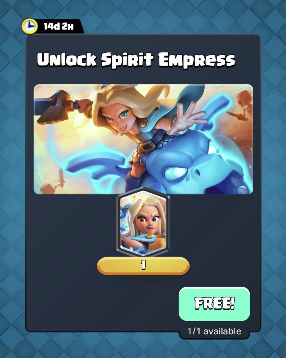 まだスピリットエンプレスを手に入れてない？

OK… 無料オファーはシーズン終了まで延長だ - 絶対に見逃すな！
🟡 supr.cl/ClashRoyaleSto…
🔵 アリーナ11から入手可能

#クラロワ