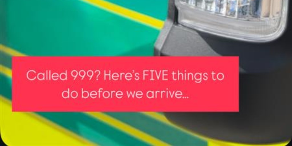 OFFICIALWMAS's tweet image. Called 999? Here's five things to do before help arrives:
1. If you're on the street, stay with the patient until an ambulance arrives.
2. Call us back on 999 if the patients' condition worsens.
3. Lock away any family pets if we're coming to your home.
4. Make sure we can…