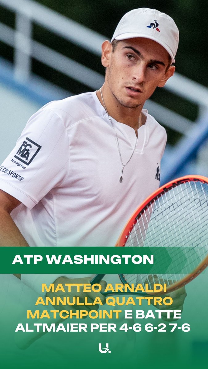 Ubitennis's tweet image. 🇮🇹 DERBY AZZURRO NEGLI USA
Arnaldi supera il primo turno a Washington salvando ben quattro matchpoint sul 5-3 del terzo set riuscendo a superare il tedesco Daniel Altmaier.
Al secondo turno sarà derby con Sonego 🔥