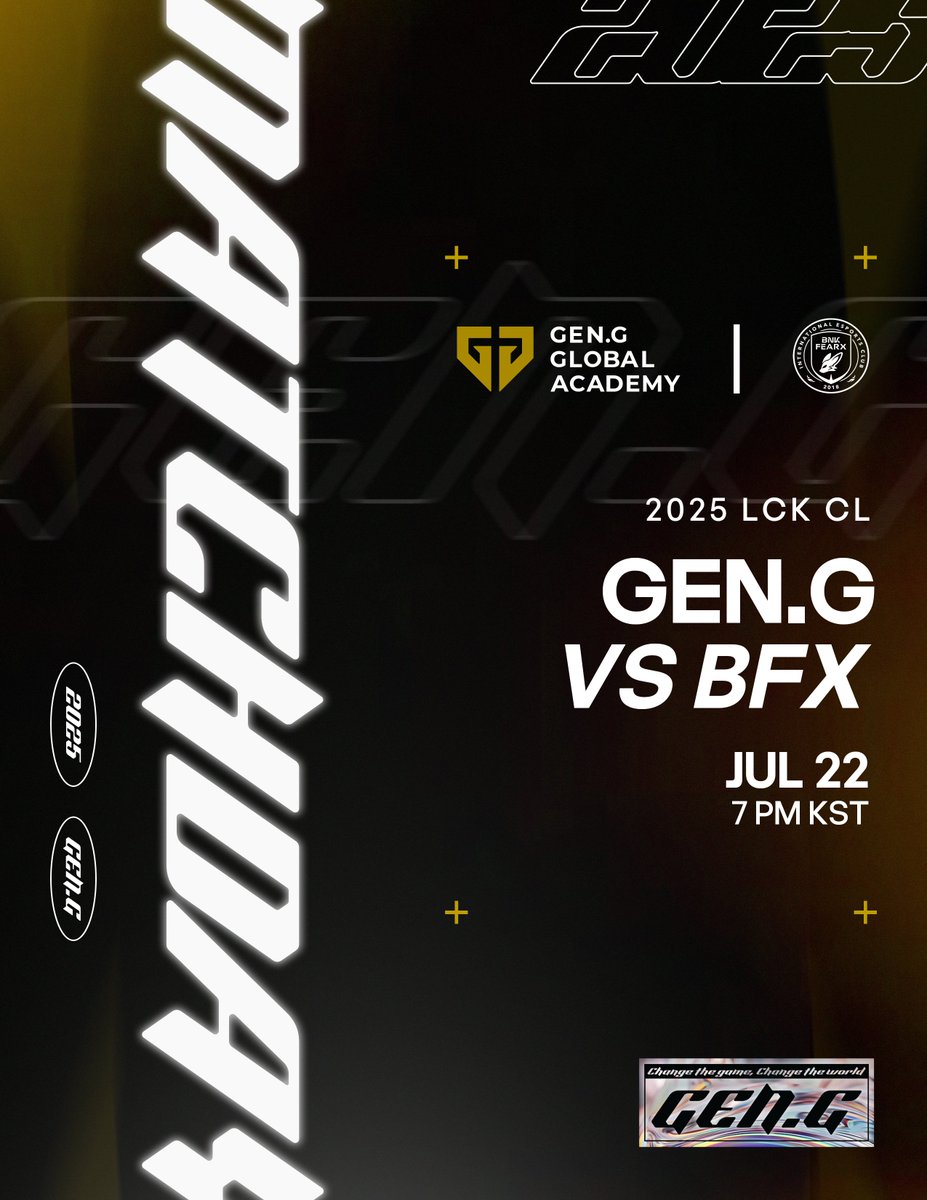 GenG_KR's tweet image. 𝟐𝟎𝟐𝟓 𝐋𝐂𝐊 𝐂𝐋 𝐑𝐞𝐠𝐮𝐥𝐚𝐫 𝐒𝐞𝐚𝐬𝐨𝐧
🕖 7 PM (KST)
🆚 BFX
📺 LIVE | ch.sooplive.co.kr/afchall