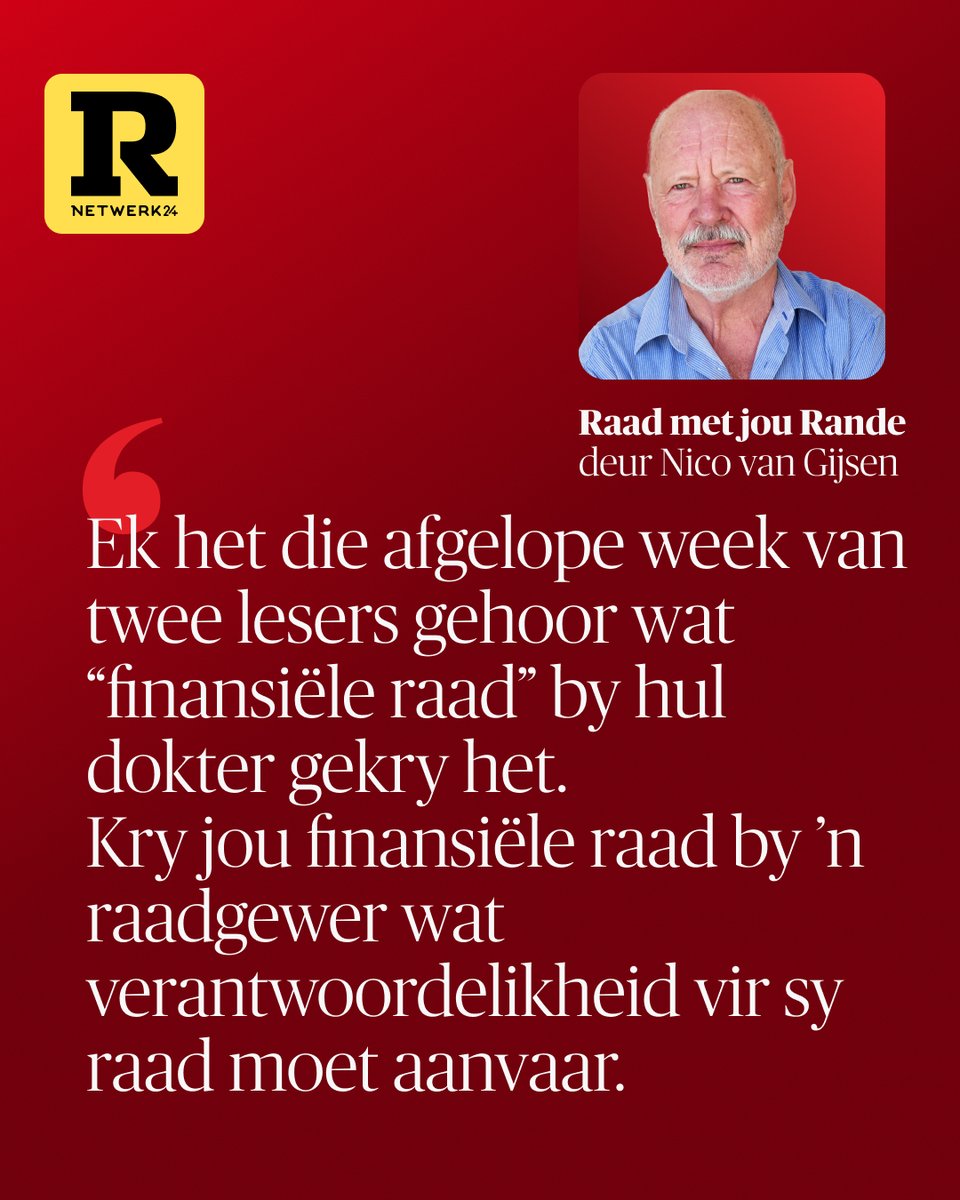 RapportSA's tweet image. Kry jou finansiële raad van kenners, skryf Nico van Gijsen
Lees meer deur die skakel in ons bio.