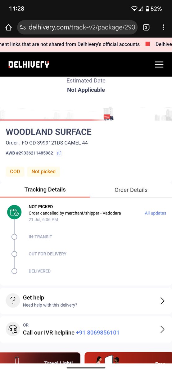 87_ketan's tweet photo. @Woodland Now what happens does it deliver or not give me a reply asap, worst service experience  by #Woodland, just a big brand but at the end worst. https://t.co/UHT0kccUzS
