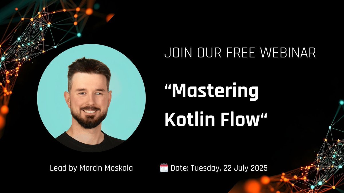 🚀 Happening Today!

Mastering Kotlin Flow – Live with Marcin Moskala

Understand Flow internals, core operators &amp; concurrency in reactive streams.

📅 2 sessions to fit your timezone | Live Q&amp;A

👉 Reserve your spot now: webinar.kt.academy/mastering-kotl…