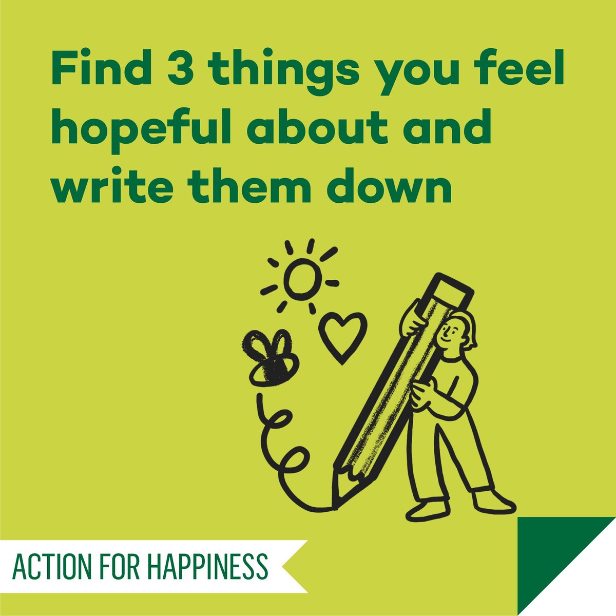 actionhappiness's tweet image. Jump Back Up July - Day 22: Find 3 things you feel hopeful about and write them down actionforhappiness.org/jump-back-up-j… #JumpBackUpJuly