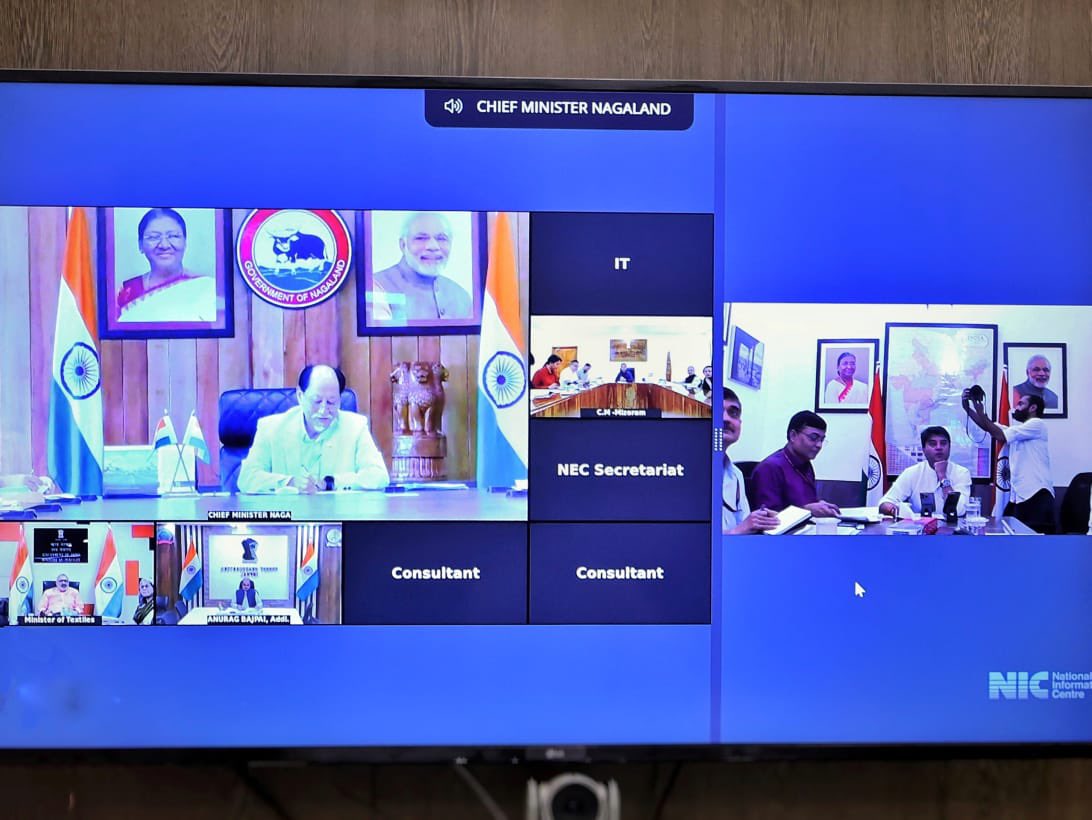 Boosting Handloom &amp; Handicrafts in the Northeast…

Participated in a high-level task force meeting chaired by Hon’ble CM of Nagaland Shri <a href="/Neiphiu_Rio/">Neiphiu Rio</a>, with Union Minister Shri <a href="/girirajsinghbjp/">Shandilya Giriraj Singh</a>, Hon’ble CM of Mizoram <a href="/Lal_Duhoma/">Lalduhoma</a>, Assam’s Handloom &amp; Textiles Minister Shri Urkhao