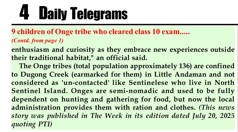 MediaRN_ANI's tweet image. #IslandsDevelopmentAgency
#NewAndamans
#TribalEducation
Nine #Onge students from #DugongCreek, a Particularly Vulnerable Tribal Group community, including five girls and four boys cleared the #CBSE class 10 board examination and have taken admission in Class 11 in the…