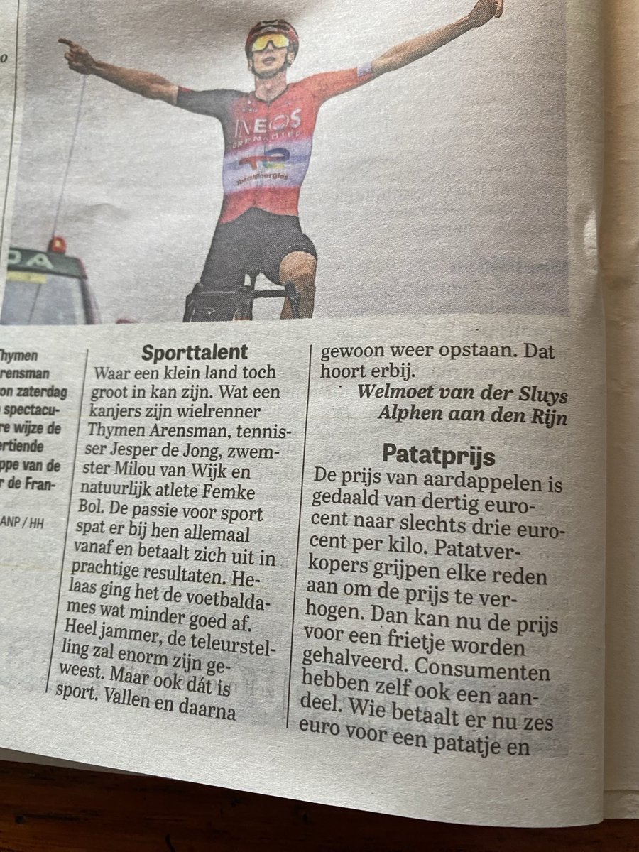 Welmoet vergeet je niet ongekende talenten als Mathieu van der Poel, Max Verstappen, Kees Smit, Demi Vollering, Puck Pieterse en vele anderen?