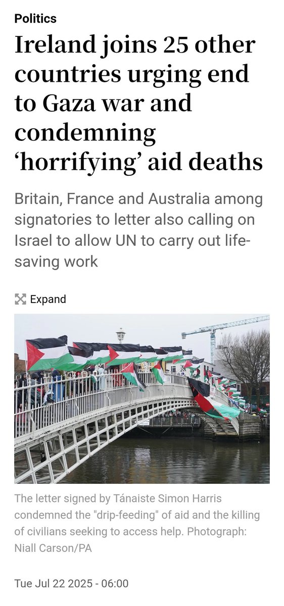 caulmick's tweet image. Ireland joins 25 other countries urging end to Gaza war and condemning ‘horrifying’ aid deaths
The letter is signed by the foreign ministers of the UK, Australia, Austria, Belgium, Canada, Denmark, Estonia, Finland, France, Iceland, Ireland, Italy, Japan, Latvia, Lithuania,…