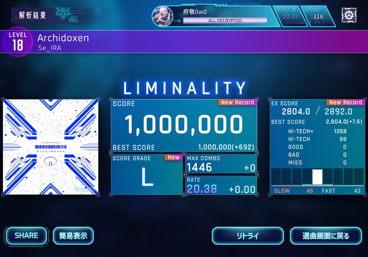 Atzewe0w0's tweet image. Archidoxen[Wiz] - 1000000(+692)（Max-88）
#lim_game #Liminality
18制霸！