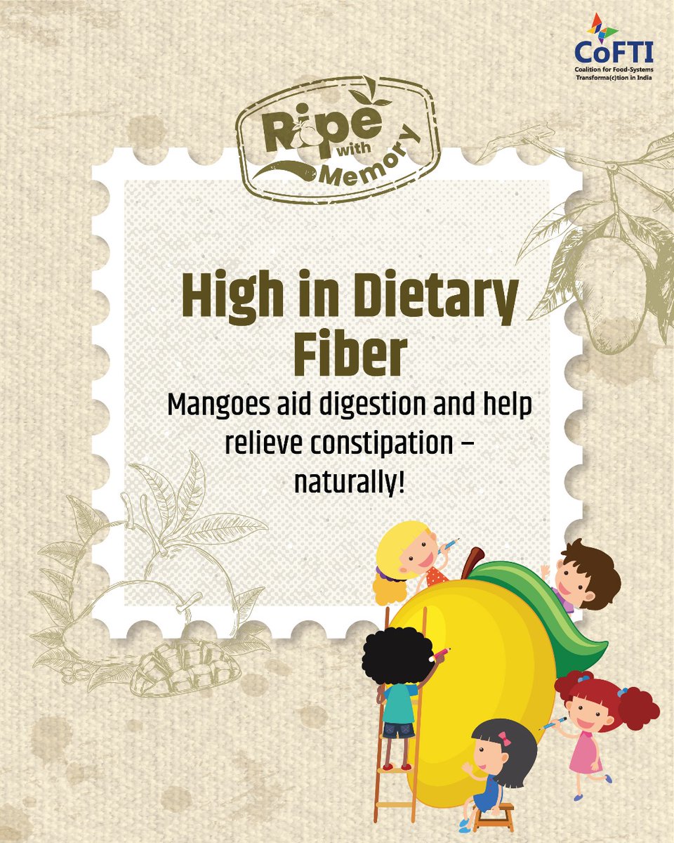Cofti_india's tweet image. It’s #NationalMangoDay!
Beyond the nostalgia, mangoes are nature’s multivitamin—rich in vitamin C, beta-carotene, magnesium & fiber.
This summer staple is more than sweet—it’s nourishing, healing, and full of memory.
#RipeWithMemory #MangoNutrition #CoFTI #FoodForChange