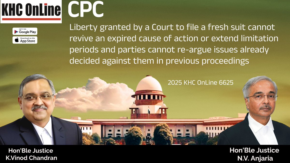 khconline1's tweet image. #CPC #CivilProcedureCode #FreshSuit #CauseOfAction #LimitationPeriod #ResJudicata #LegalPrinciples #CourtOrders