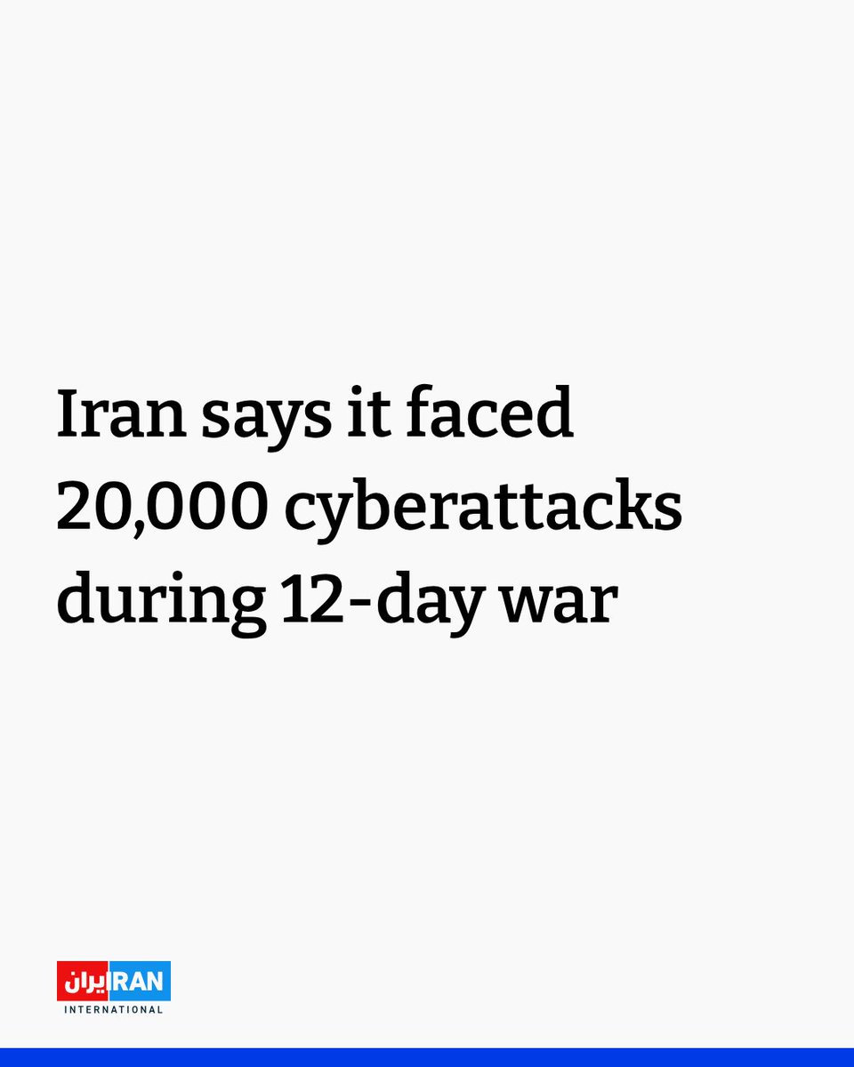 IranIntl_En's tweet image. Iran was hit by 20,000 cyberattacks from abroad during its 12-day war with Israel, the Ministry of Information and Communications Technology (ICT) said on Tuesday.
ICT Minister Sattar Hashemi told parliament the attacks targeted systems related to payments, fuel distribution,…