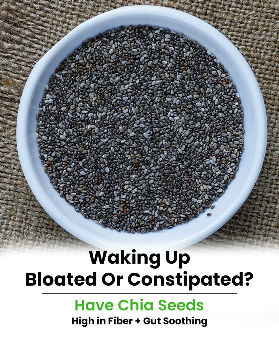 CadioArena's tweet image. Most people pop pills for symptoms that food can fix.
These everyday superfoods can fight fatigue, anxiety, constipation, cramps, and more—naturally.
Here’s your cheat sheet for food-as-medicine 🧵
1. Bloated or constipated?
Add chia seeds to your morning routine.