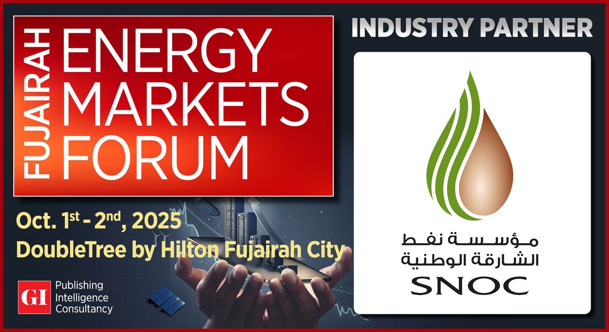 gulf_intel's tweet image. Port of Fujairah welcomes @Sharjahoil as Industry Partner for the Fujairah Energy Markets Forum 2025, taking place on October 1–2 at DoubleTree by Hilton, Fujairah City.
Click here to register: lnkd.in/d3Me-dXD
#EMF2025 #EMFWEEK25 #EnergyMarkets #MiddleEastEnergy