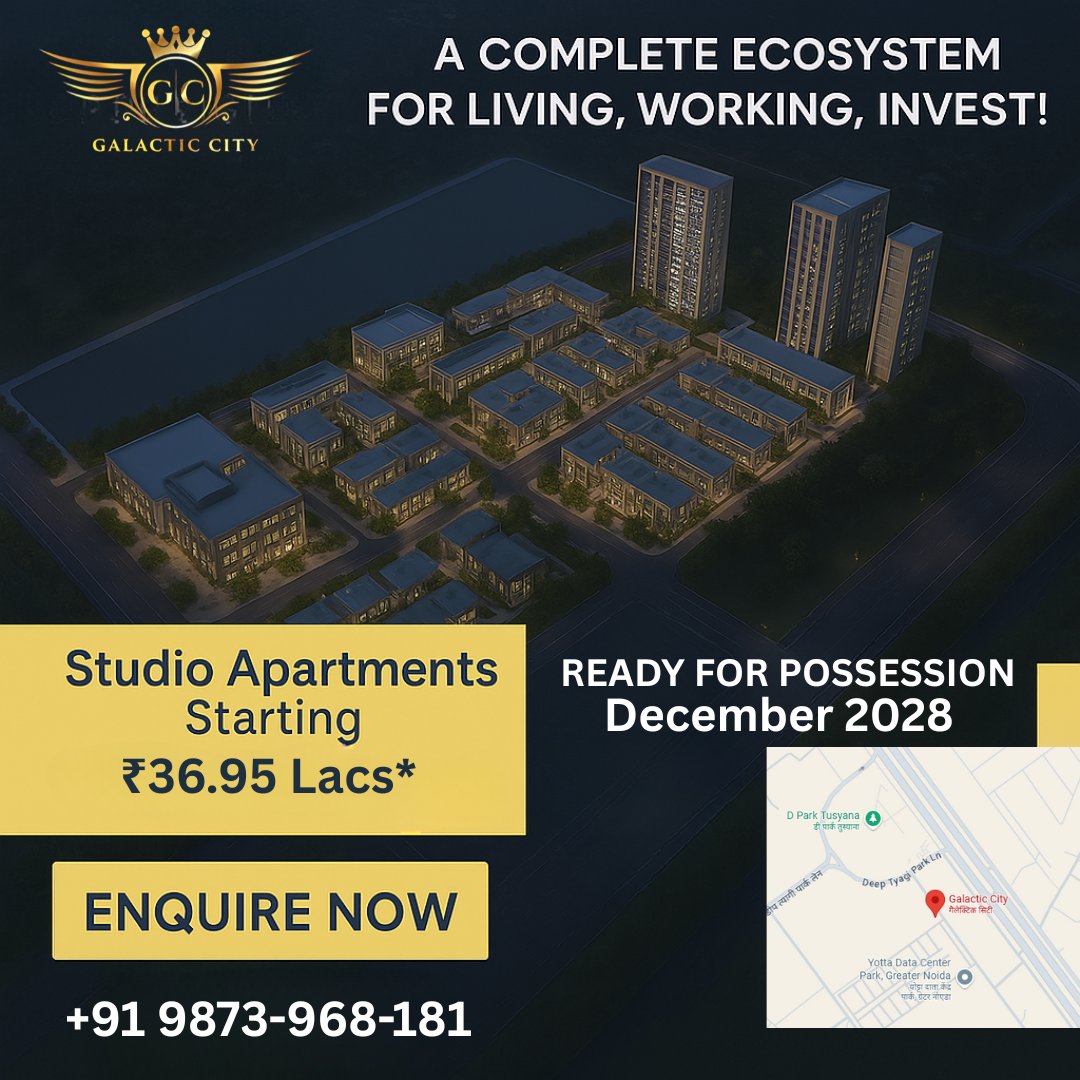 Pride_Developer's tweet image. Studio Apartments starting @ ₹36.95 Lacs.
200m from Yotta Data Center | 20 Acres | Possession: Dec 2026
Limited units.
📞 +91 9873-968-181
#GalacticCity #SmartInvestment #YamunaExpressway #NoidaRealEstate #FutureReadyHomes #RealEstateDeals #UrbanLivingSpaces #BestInvestment