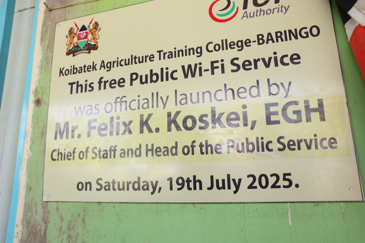 tanuijohn's tweet image. Koibatek Agricultural Centre and Uzalendo School Now Connected to High-Speed Broadband Internet
During the recently concluded Uzalendo Half Marathon, Koibatek Agricultural Training Centre and Uzalendo High School in Eldama Ravine, Baringo County received a significant digital…