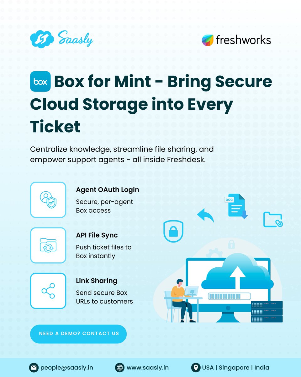 saasly_'s tweet image. 🚫Tired of bulky attachments & upload errors?
✅Meet Box for Mint - auto-sync files from Freshdesk to Box in seconds!
🔗Secure links
📂Agent-level access
⚡Faster response times
👉Try it now!
#HelpdeskSolutions #Freshdesk #SaasIntegration #SaaS #SupportAutomation #Saasly #Box