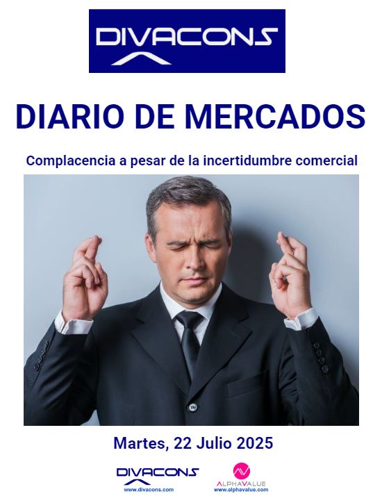 DivaconsSpain's tweet image. DIARIO DE MERCADOS Divacons-AlphaValue Martes 22 Julio: Complacencia a pesar de la incertidumbre comercial
Escribe a info@divacons.es o entra en divacons.com y hazte socio.