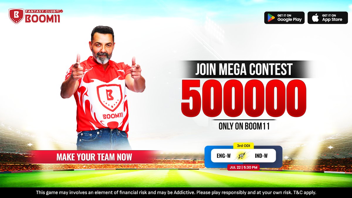 official_boom11's tweet image. Bhai team banayi?

Nahi banayi toh ₹5 LAKH ka moka chala jayega! 😱

ENG-W vs IND-W | 22 July | 5:30 PM

Join Mega Contest Now only on Boom11! 😅

#Boom11 #MegaContest #EnglandvsIndia #MakeYourTeamNow