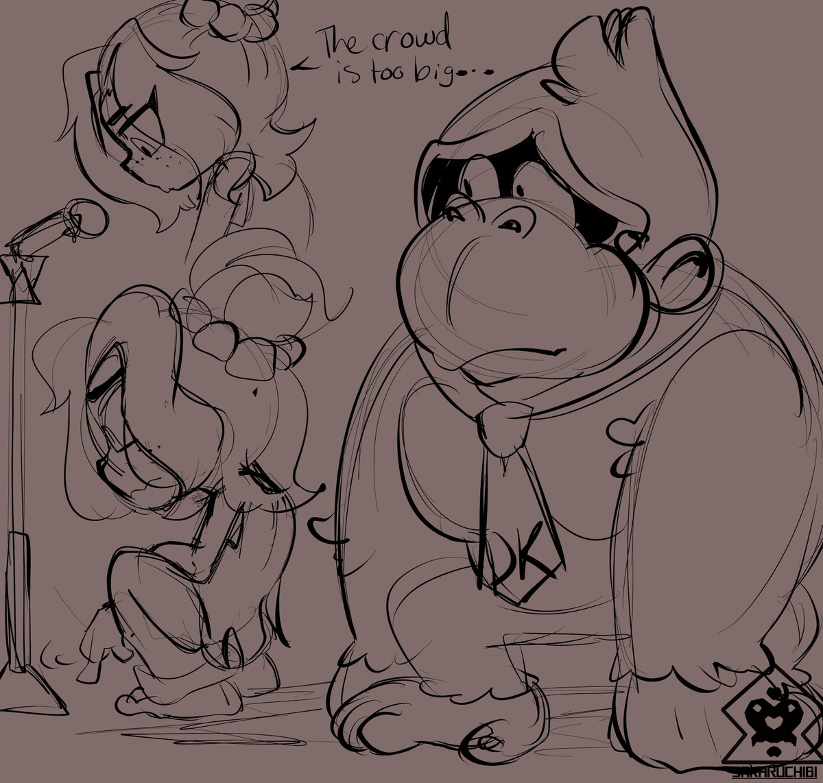 sakaruchibi12's tweet image. This is a rough sketch dump of DK and Pauline, just trying to figure out what style I want to draw them in.
#DonkeyKongBananza