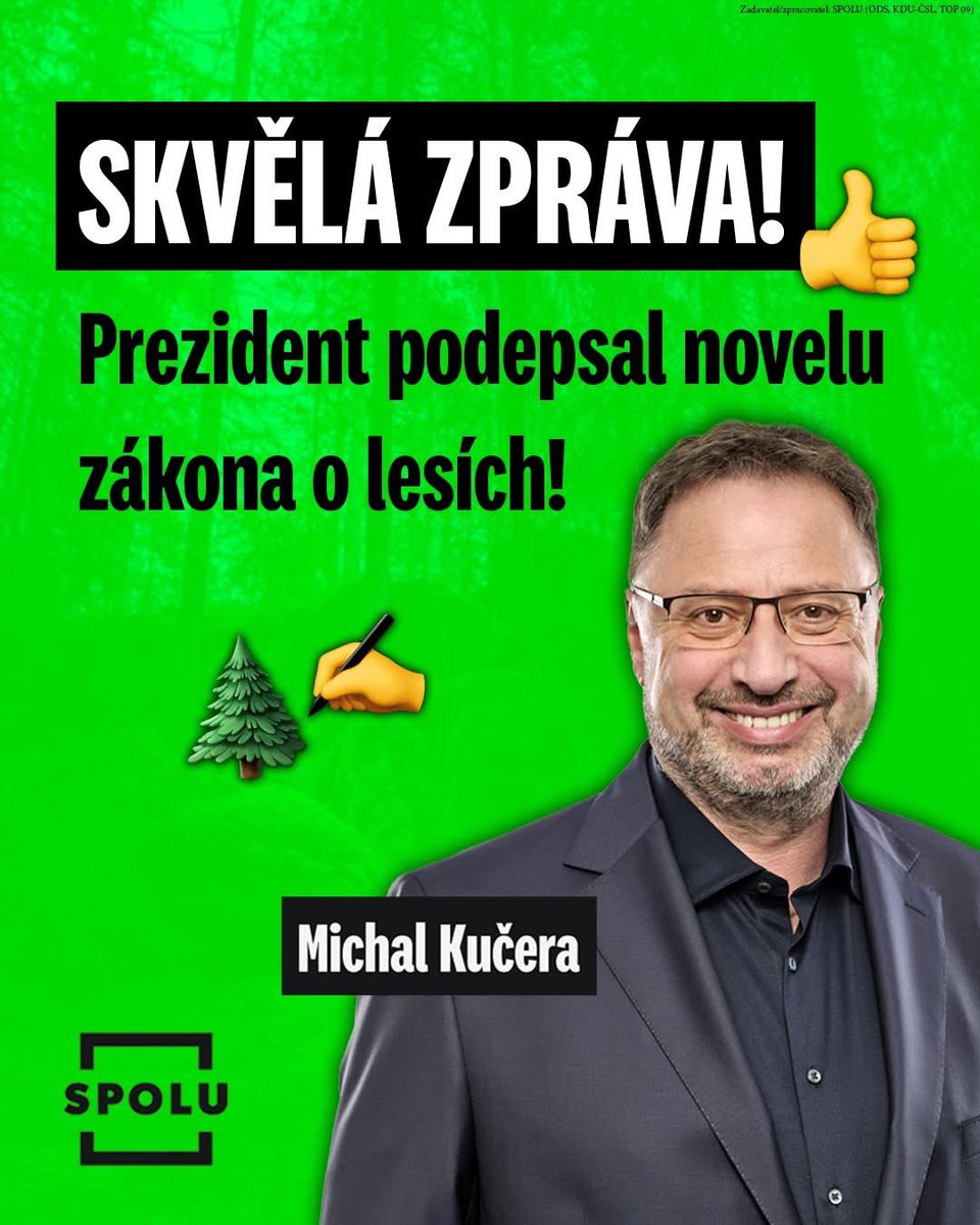 MichKucera's tweet image. ✅️🌲Panem prezidentem podepsaný zákon o lesích přináší ŘADU SKVĚLÝCH věcí:
🌦 Pomůže k adaptaci lesního hospodářství na probíhající klimatickou změnu
✍ Posílí role vlastníků lesů
📄 Zajistí méně byrokracie a administrativy - ruší se některé povinnosti vlastníků nebo se…