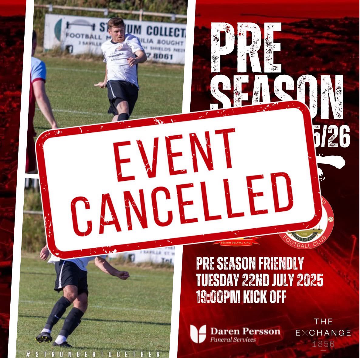 North Shields FC (@northshieldsfc) on Twitter photo 📢 TONIGHTS FIXTURE CANCELLED
We can announce that our upcoming pre-season friendly against Seaton Deleval has been cancelled, as our opponents are unfortunately unable to field a team.
We apologise for any inconvenience and thank our supporters for their understanding. 📢 TONIGHTS FIXTURE CANCELLED
We can announce that our upcoming pre-season friendly against Seaton Deleval has been cancelled, as our opponents are unfortunately unable to field a team.
We apologise for any inconvenience and thank our supporters for their understanding.