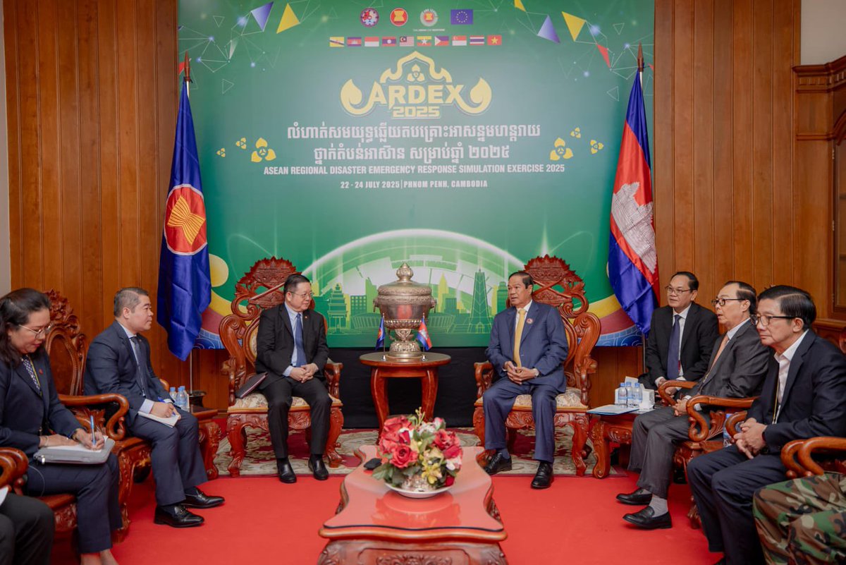 ASEAN's tweet image. Secretary-General of ASEAN, Dr. Kao Kim Hourn, this morning met with H.E. Kitte Sangahak Bandith Kun Kim, Senior Minister in Charge of Special Missions, First Vice President of the National Committee for Disaster Management (NCDM) of the Kingdom of Cambodia and Chair of ASEAN…