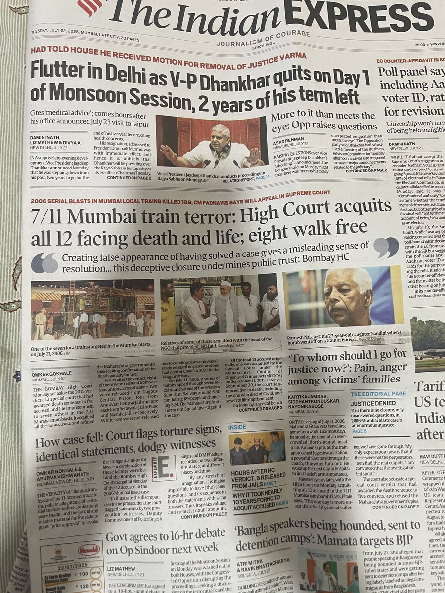 RanaAyyub's tweet image. The front page of the Express today is quite telling about the state of affairs in the democracy