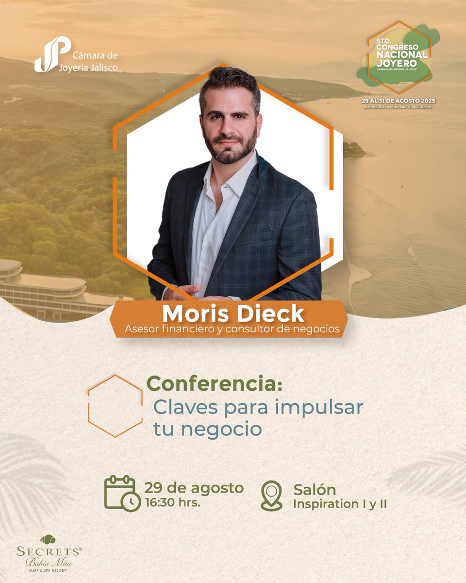 Cámara de Joyería (@camaradejoyeria) on Twitter photo En el 5º Congreso Nacional Joyero, tendremos la presencia de los grandes del pensamiento empresarial actual: <a href="/MorisDieck/">Moris Dieck</a>.
Asiste a la conferencia: “Claves para impulsar tu negocio”.
Acompáñanos y conecta con el conocimiento que impulsa el futuro de la joyería.
Tel:33 3146 8164 En el 5º Congreso Nacional Joyero, tendremos la presencia de los grandes del pensamiento empresarial actual: <a href="/MorisDieck/">Moris Dieck</a>.
Asiste a la conferencia: “Claves para impulsar tu negocio”.
Acompáñanos y conecta con el conocimiento que impulsa el futuro de la joyería.
Tel:33 3146 8164