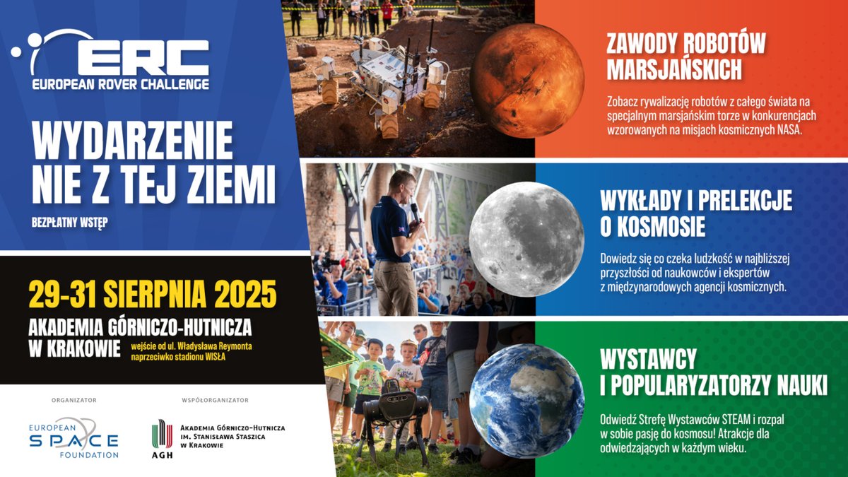 Zakończył się proces kwalifikacyjny do jedenastej edycji prestiżowych zawodów robotyczno–kosmicznych European Rover Challenge. Ogłoszono listę drużyn, które w dniach 29–31 sierpnia 2025 roku wystartują w tych zawodach!
kosmonauta.net/2025/07/erc-20…