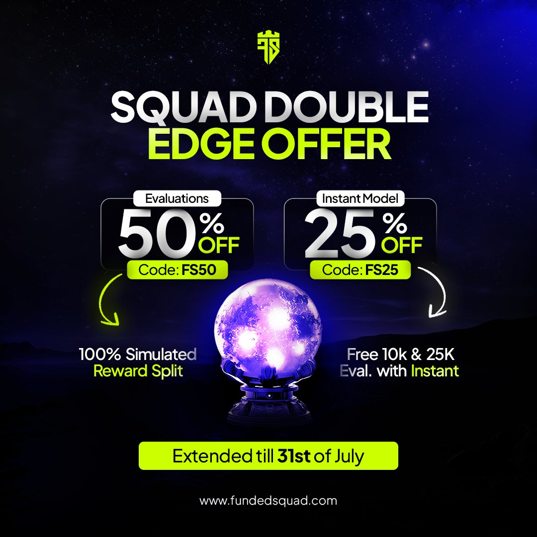 gaffapips's tweet image. July Double edge pffer extended to 31July
Hurry up and start trading with the best
🔹 **50% OFF All Evaluation Challenges**
📊 100% Simulated Reward Split on Funded Accounts
🔹 **25% OFF Instant Funding Accounts**
💰 FREE 10k Challenge Account with 25k Instant Account
💰 FREE…
