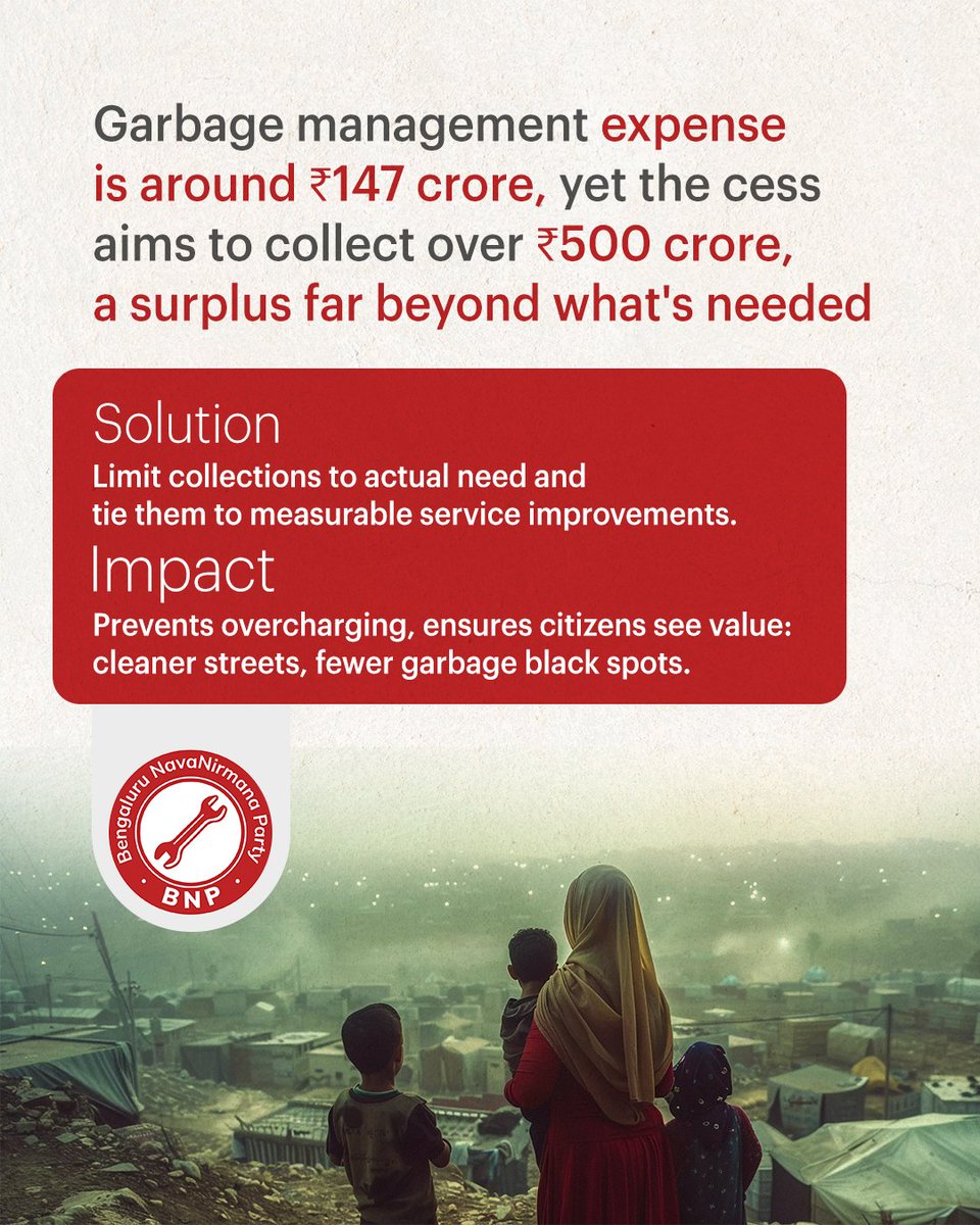 New garbage cess is seen not as a service fee but a forced revenue grab, lacking scientific reasoning, fairness, or tangible improvements. Without reforms, residents are rightly seeing this not as civic duty, but as exploitation.
Sign petition: campaigns.nammabnp.org/i-wont-pay-new…
#IWontPay