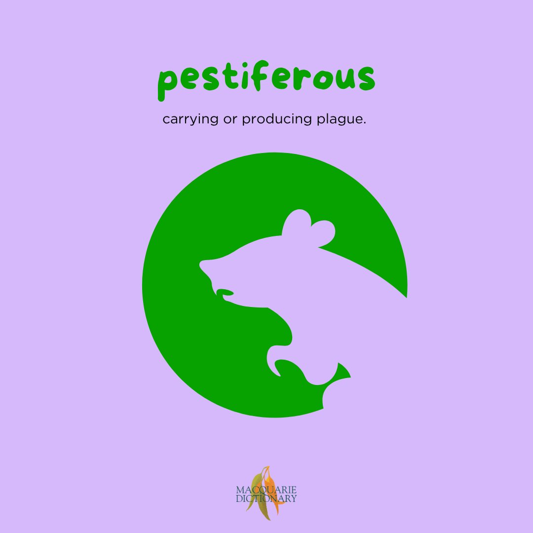 MacqDictionary's tweet image. #WordoftheDay pestiferous: carrying or producing plague. #MacquarieDictionary