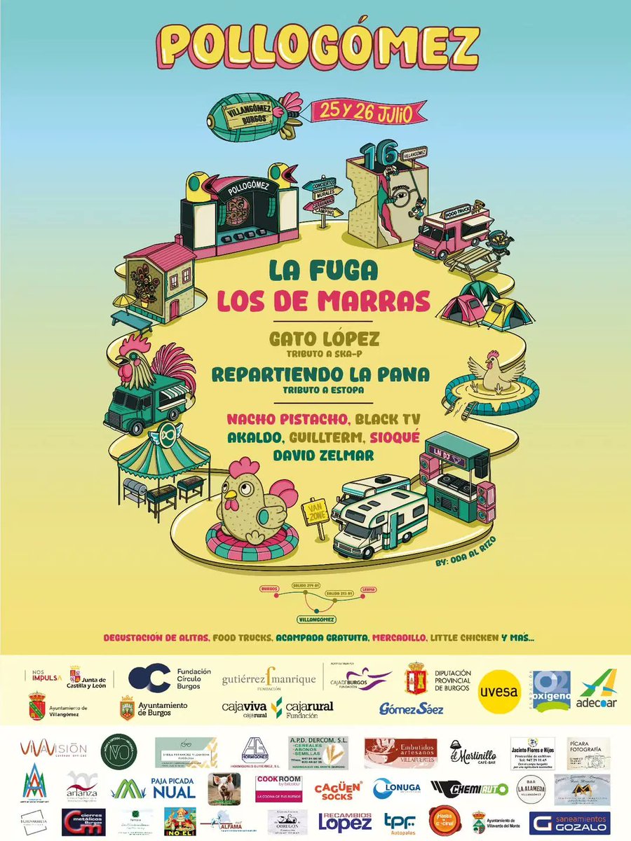 POLLOGÓMEZ 2025. Los próximos 25 y 26 de julio 2025, la emblemática localidad de Villangómez, en #Burgos, acoge la XVI edición del Festival #Pollogómez, una explosión de música, arte, cultura y gastronomía. pollogomez.com