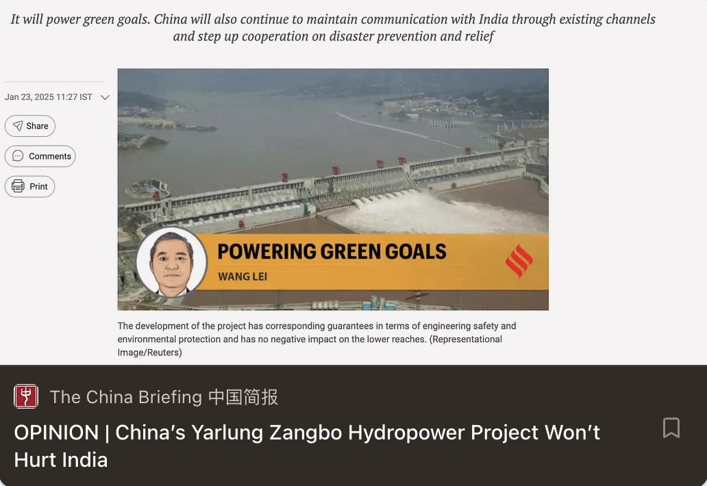 shen_shiwei's tweet image. Check out the latest of my newsletter the China Briefing⬇️
Why and how China will develop the mega project of Yarlung Zangbo Hydropower Project, and what it really means for neighbours?
A worth reading op-ed from Wang Lei(王雷), Chargé d’Affaires at China’s Embassy in India,…