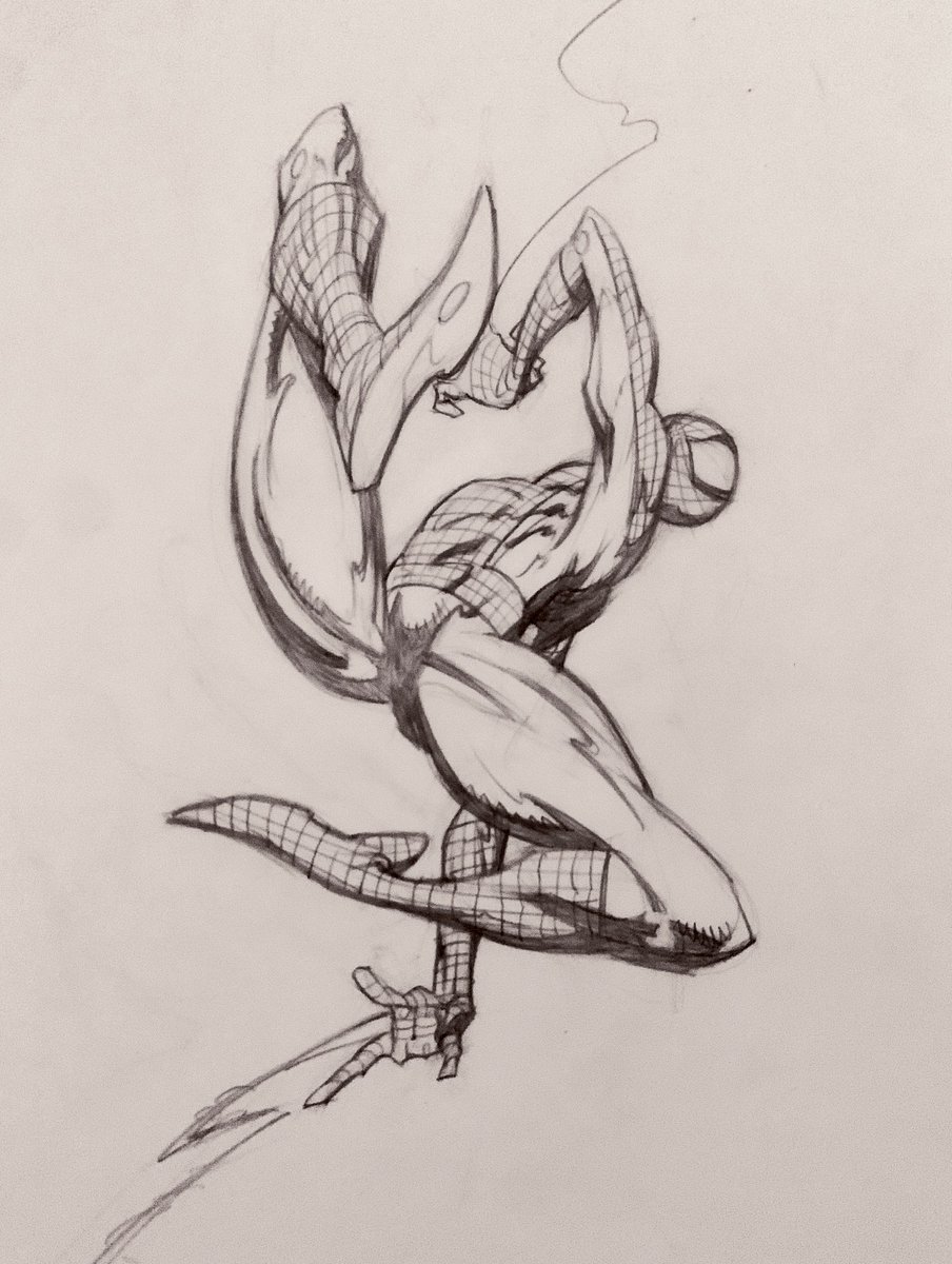 WillisWho's tweet image. Doodling in bed. Stretchy, bendy Spidey. #Spiderman