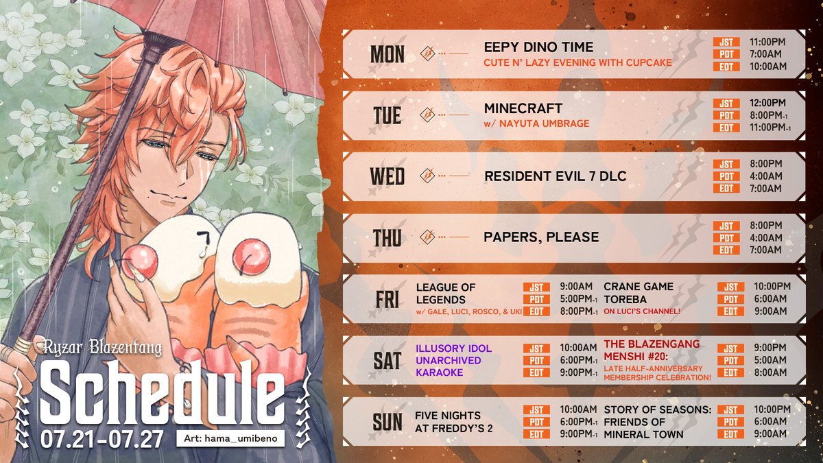 RyzarBlazenfang's tweet image. ใDINOBOI'S MISADVENTURESใ
โฏ Week 36 | July 21 ~ July 27 โฏ
I am Dinoboi, hear me RAWR. ๐ฆ
๐จ @/hama_umibeno
#RyzarBlazenfang #RyzarLIVE