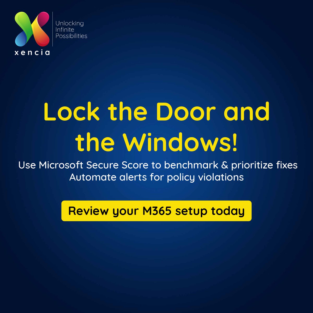 XenciaTech's tweet photo. Your #Microsoft365 setup could be at risk—from misconfigurations like MFA gaps &amp; inactive accounts to legacy protocols. Fix them before it's too late.

 Explore Xencia’s #XENSHIELD365, #XENSecure &amp; XENMDM for smarter protection: https://t.co/C5q4GosV7b

#CyberSecurity https://t.co/ULXDnj3CNc