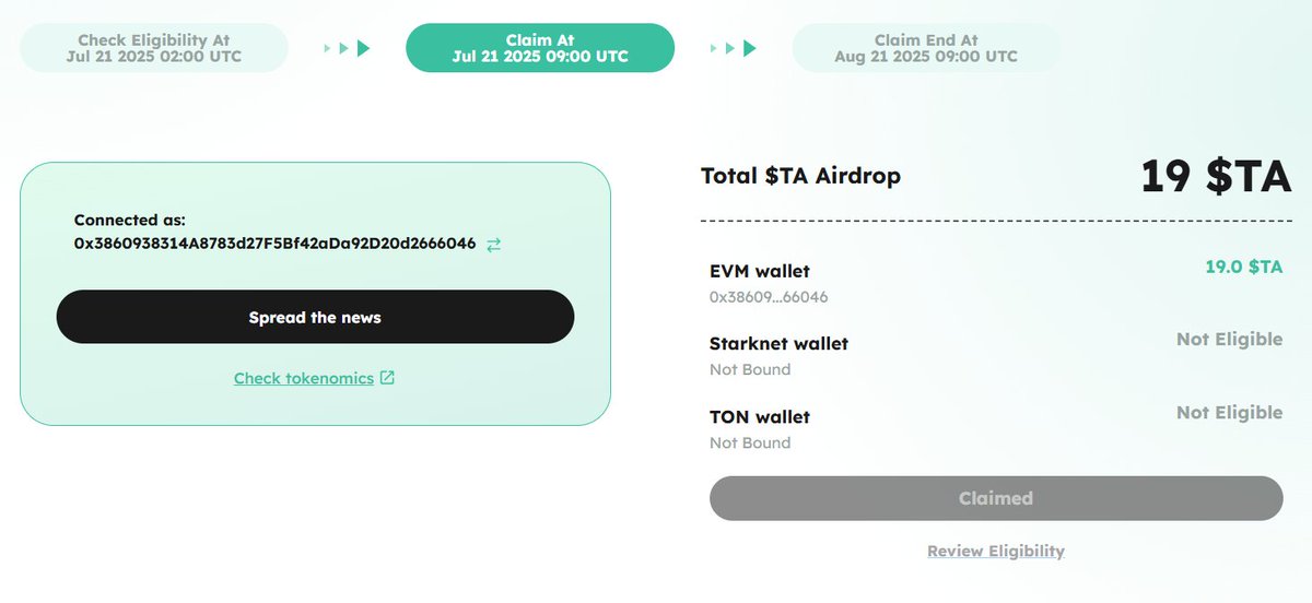 Out of nowhere I have Trustalabs $TA Airdrop.

Check Yours: airdrop(.)trustalabs(.)ai/airdrop

Well $2 is still $2, I still can get kopi