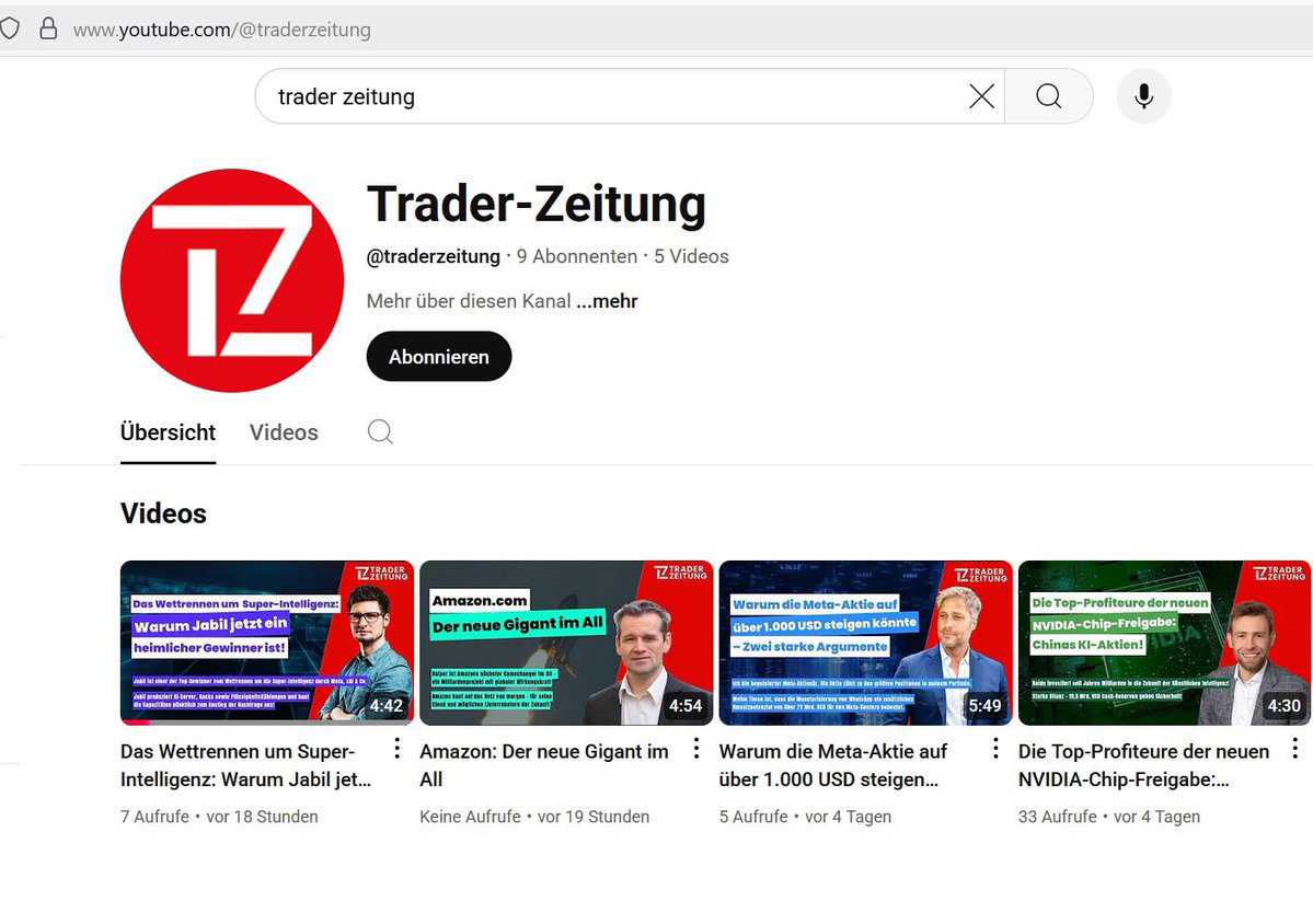 SBetschinger's tweet image. Unsere Trader-Zeitung hat jetzt einen Youtube-Kanal. Du hast die historische Chance zu den ersten 100 Youtube-Subscribern zu gehören! Feuer :)
youtube.com/@traderzeitung