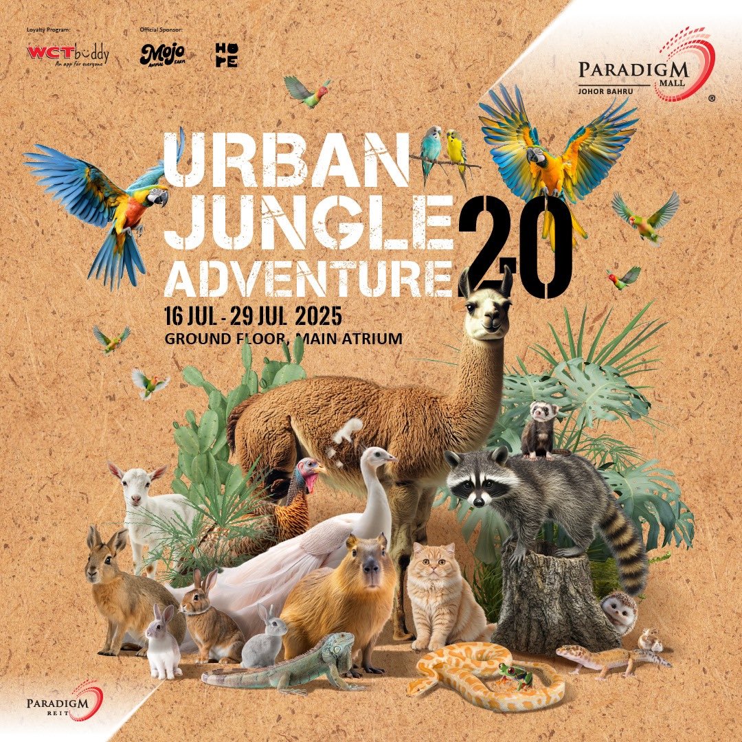 johorevent's tweet photo. 3. Tebrau’s first immersive experience gallery, Eco Spring
4. Megahome Electrical &amp; Home Fair, Midvalley Southkey
5. Urban Jungle Adventure 2.0: Mojo Animal Farm, Paradigm Mall JB
6. Pesta Seni Johor Kotajail https://t.co/DwYJCpNJAP