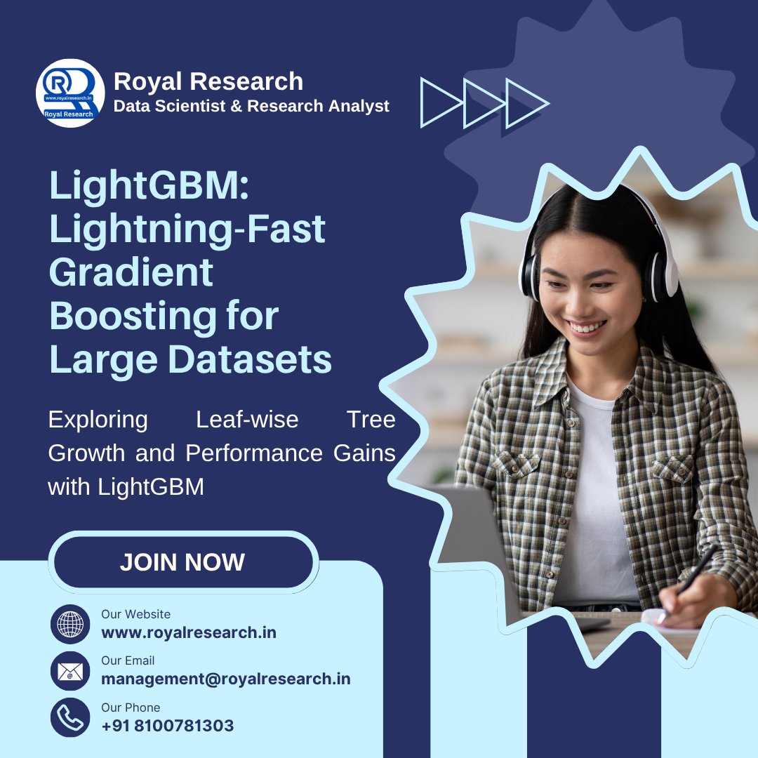 RRMANAGEME60642's tweet image. LightGBM: Lightning-Fast Gradient
Boosting for Large Datasets
Read More: royalresearch.in/lightgbm-light…
#LightGBM #GradientBoosting #BigDataML #FastML #MLAtScale #AIModeling #BoostingTechniques #MLTraining #LeafWiseGrowth #EnsembleLearning #RoyalResearch