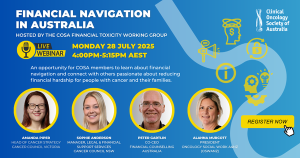 COSAoncology's tweet image. Our Financial Toxicity Working Group is hosting a webinar on Monday 28 July for COSA members to hear about service developments in financial navigation and how they align with implementation of the COSA Roadmap to Reducing Financial Toxicity. For more info bit.ly/4lXF6yZ