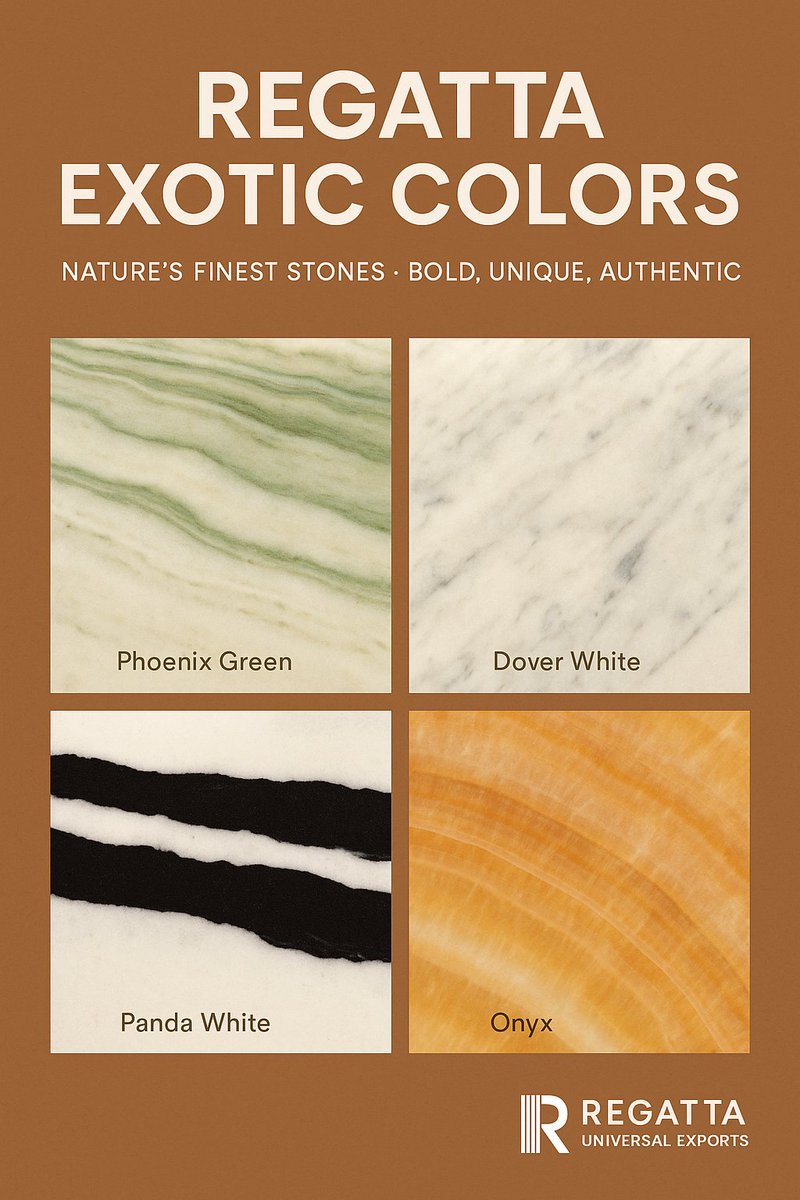 Let these exotic natural stones bring your architectural vision to life. Whether you're an architect, designer, or project owner, our expert team is ready to guide your selection.

Explore the full collection: regattaexports.com/products/exoti…

#architecture #construction #marbleslabs