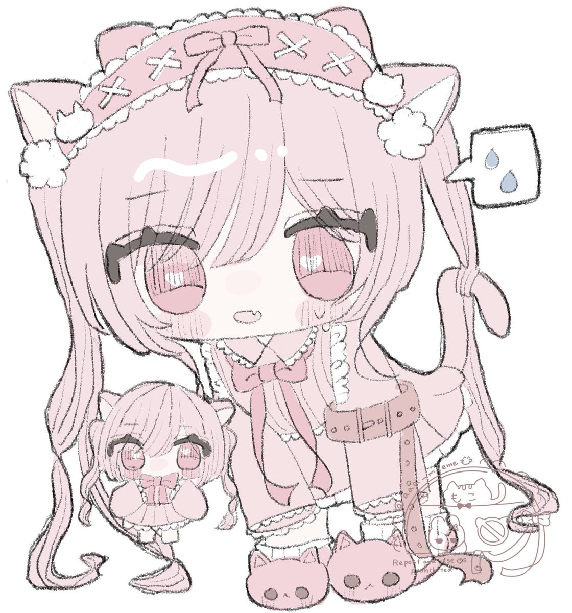 猫耳ツインテール🩷
#oc #illustraion